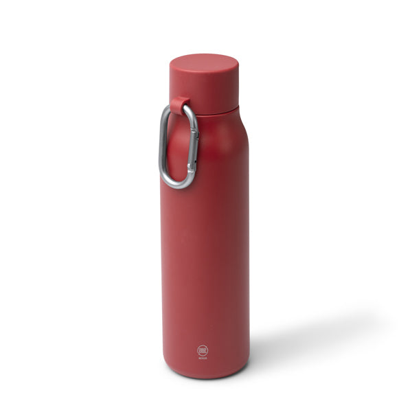 Stamina CUBEL Recycled stainless steel thermal bottle in black - promotional merchandise printed with your company logo
