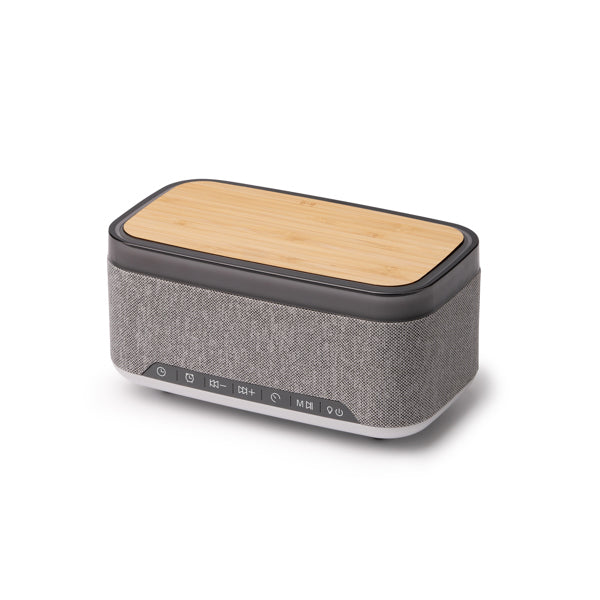 Stamina MORNIX RPET and bamboo Bluetooth speaker in heather grey - promotional merchandise printed with your company logo
