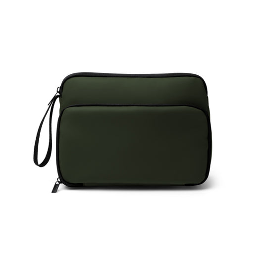 Stamina RONDA PU leather toiletry bag in dark green - promotional merchandise printed with your company logo