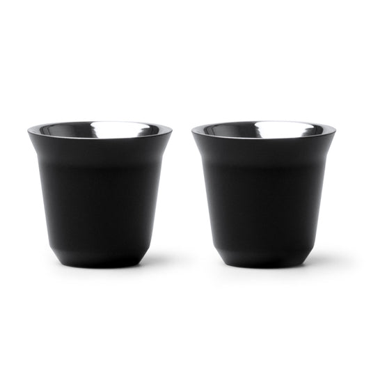 Stamina BOLUTO Recycled stainless steel cup 80 ml in black - promotional merchandise printed with your company logo