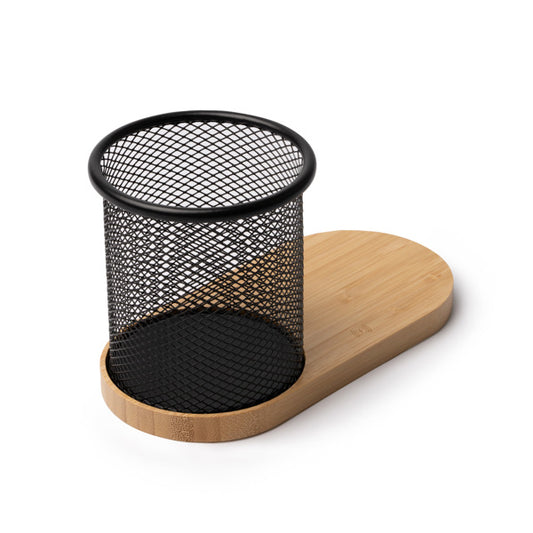 Stamina COSTELO Metal and bamboo charger in beige - promotional merchandise printed with your company logo