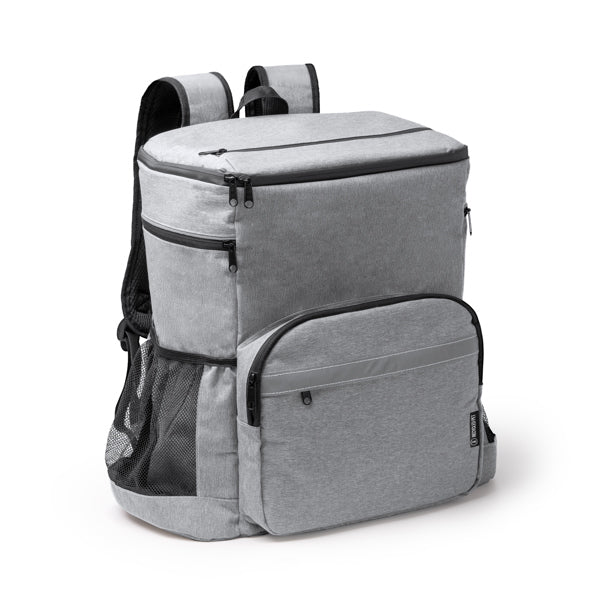 Stamina INUVIK 600D RPET backpack in heather black - promotional merchandise printed with your company logo