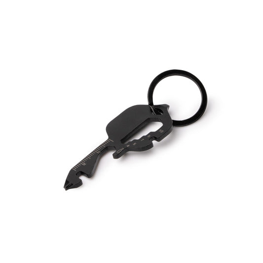 Stamina KERMAN Stainless steel keyring in black - promotional merchandise printed with your company logo