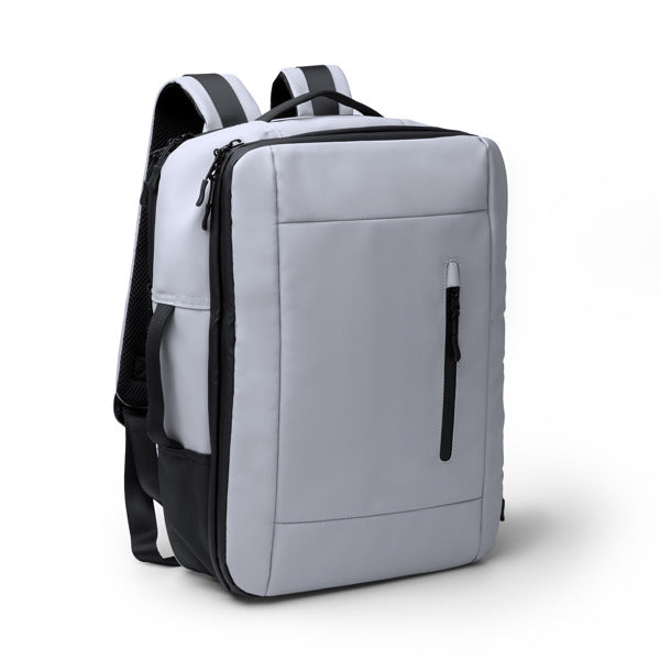 Stamina BERIA PU leather and 210D backpack in black - promotional merchandise printed with your company logo