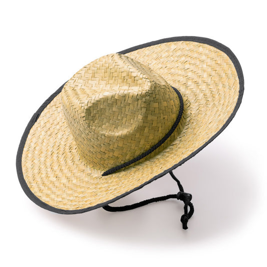 Stamina MUNDAK Straw and polyester hat in black - promotional merchandise printed with your company logo