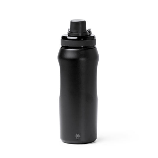 Stamina GERALD Recycled stainless steel thermal bottle in black - promotional merchandise printed with your company logo