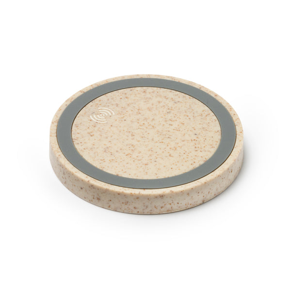Stamina VATOX Wheat fibre wireless charger in beige - promotional merchandise printed with your company logo