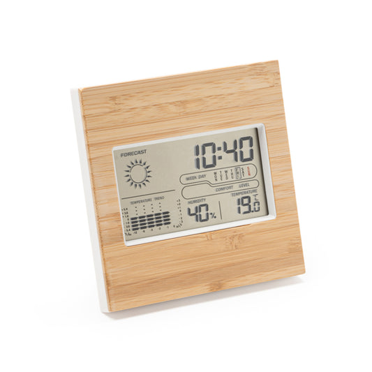 Stamina KELVIN Bamboo weather station in beige - promotional merchandise printed with your company logo
