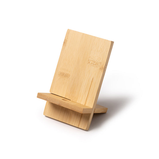 Stamina LYRA Natural bamboo phone stand in beige - promotional merchandise printed with your company logo