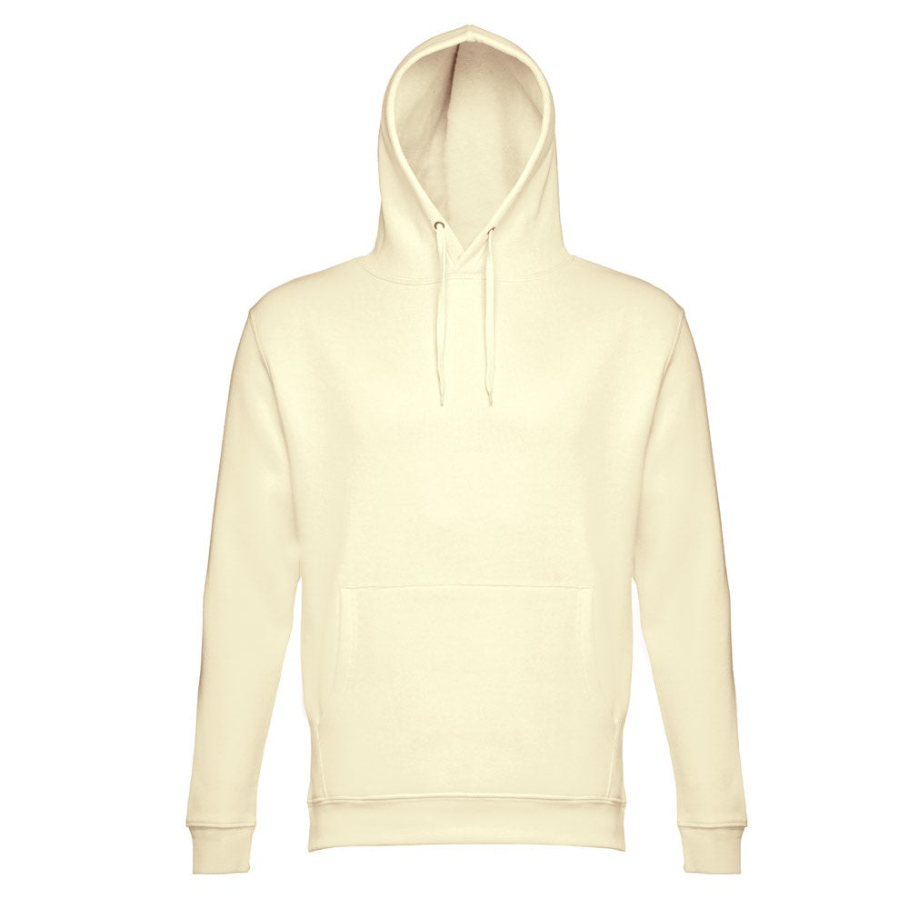 THC PHOENIX promotional hoodie in pastel yellow (detail view) with custom logo branding