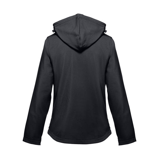 THC ZAGREB WOMEN promotional jacket in black (detail view) with custom logo branding