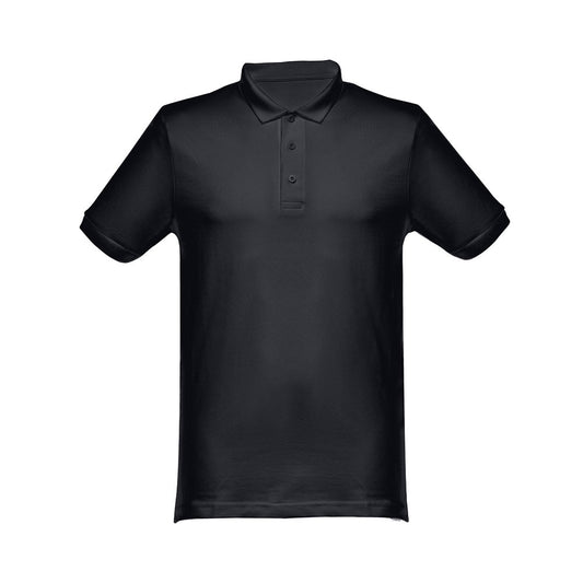 THC MONACO promotional polo shirt in black with custom logo branding