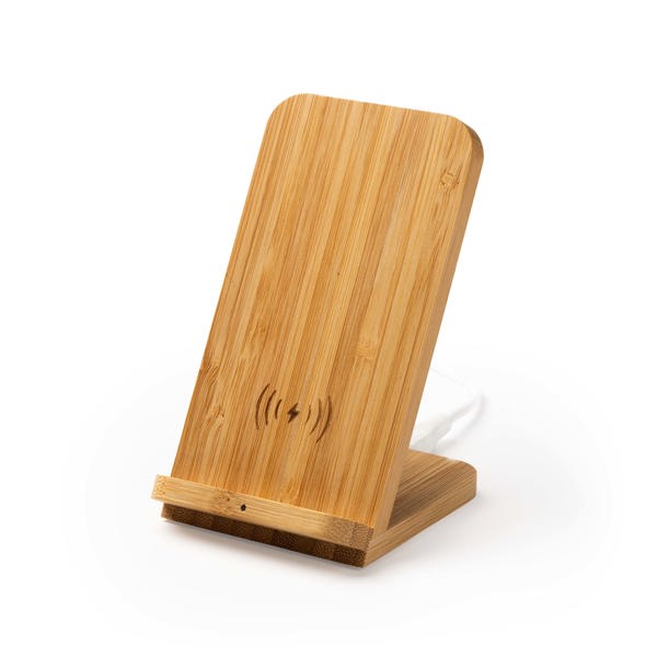 Stamina GRAVITY Bamboo wireless charger in bamboo - promotional merchandise printed with your company logo