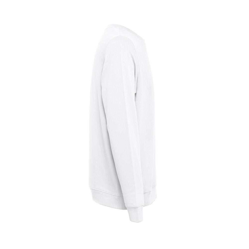 THC COLOMBO WH promotional sweatshirt in white (detail view) with custom logo branding