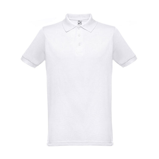 THC BERLIN WH 3XL promotional polo shirt in white (detail view) with custom logo branding
