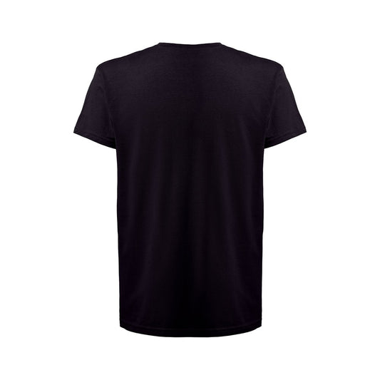 THC FAIR 3XL promotional t-shirt in black (detail view) with custom logo branding