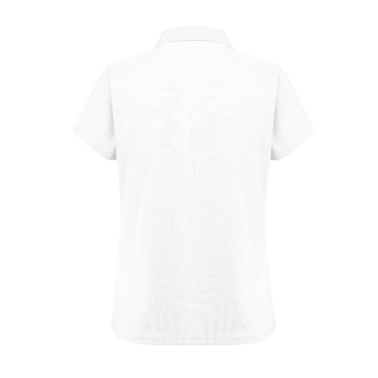 THC DYNAMIC WOMEN WH promotional polo shirt in white (detail view) with custom logo branding