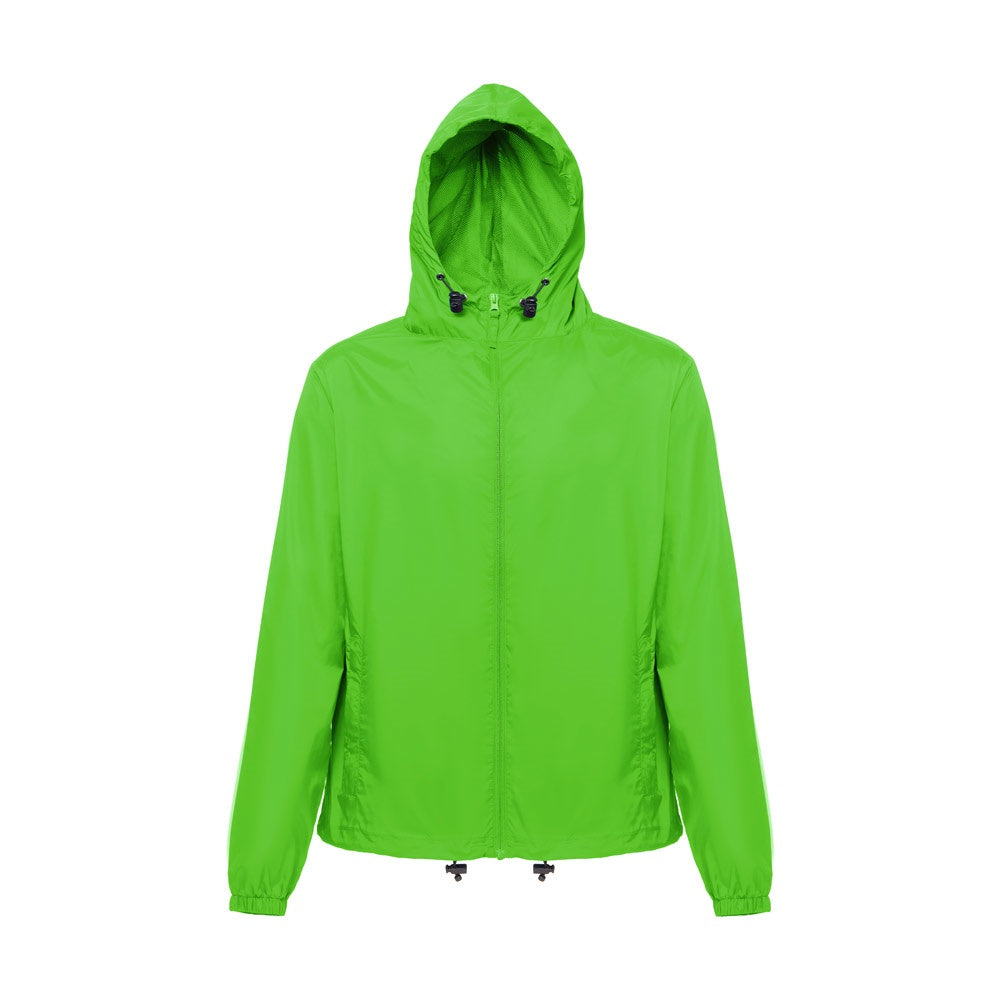 THC DUBLINERS promotional jacket in lime green (detail view) with custom logo branding