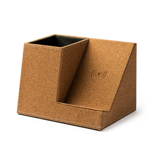 Stamina PROMET Natural cork wireless charger in beige - promotional merchandise printed with your company logo