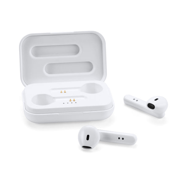 Stamina FERRY Bluetooth 5.0 wireless headset in white - promotional merchandise printed with your company logo