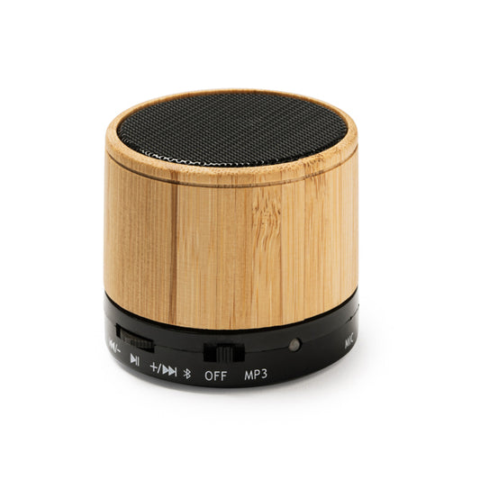 Stamina NERVO Natural bamboo Bluetooth speaker in black - promotional merchandise printed with your company logo