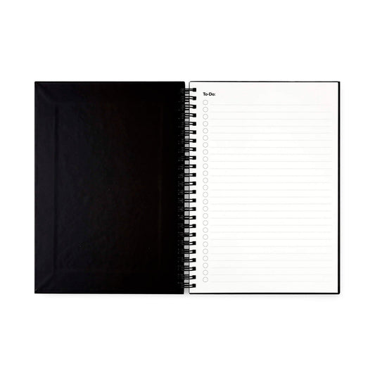 STARTER KIT INFINITEBOOK A5 promotional notebook in black (detail view) with custom logo branding
