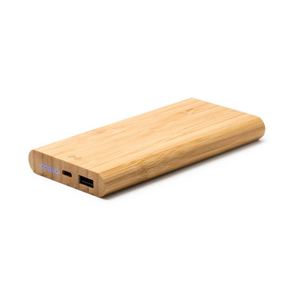Stamina MISTY Natural bamboo power bank 6000 mAh in beige - promotional merchandise printed with your company logo