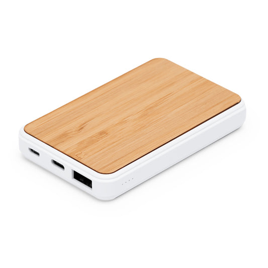 Stamina ROSSUM Plastic and bamboo power bank 5000 mAh in beige - promotional merchandise printed with your company logo