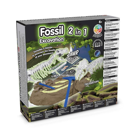 2 in 1 Fossil Excavation Kit I promotional game in assorted (detail view) with custom logo branding