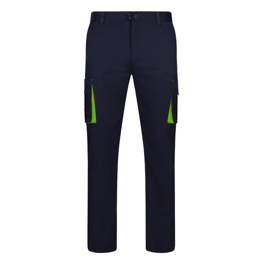 VL FIDES promotional workwear garment in navy blue / green with custom logo branding