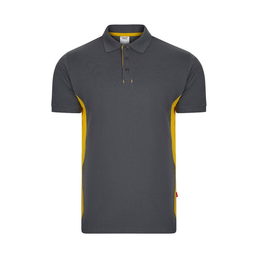 VL SUPAY promotional polo shirt in grey / yellow with custom logo branding