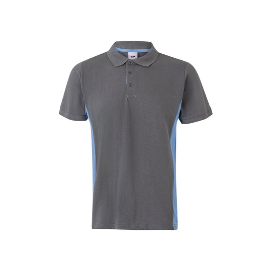 VL SUPAY promotional polo shirt in grey / light blue with custom logo branding