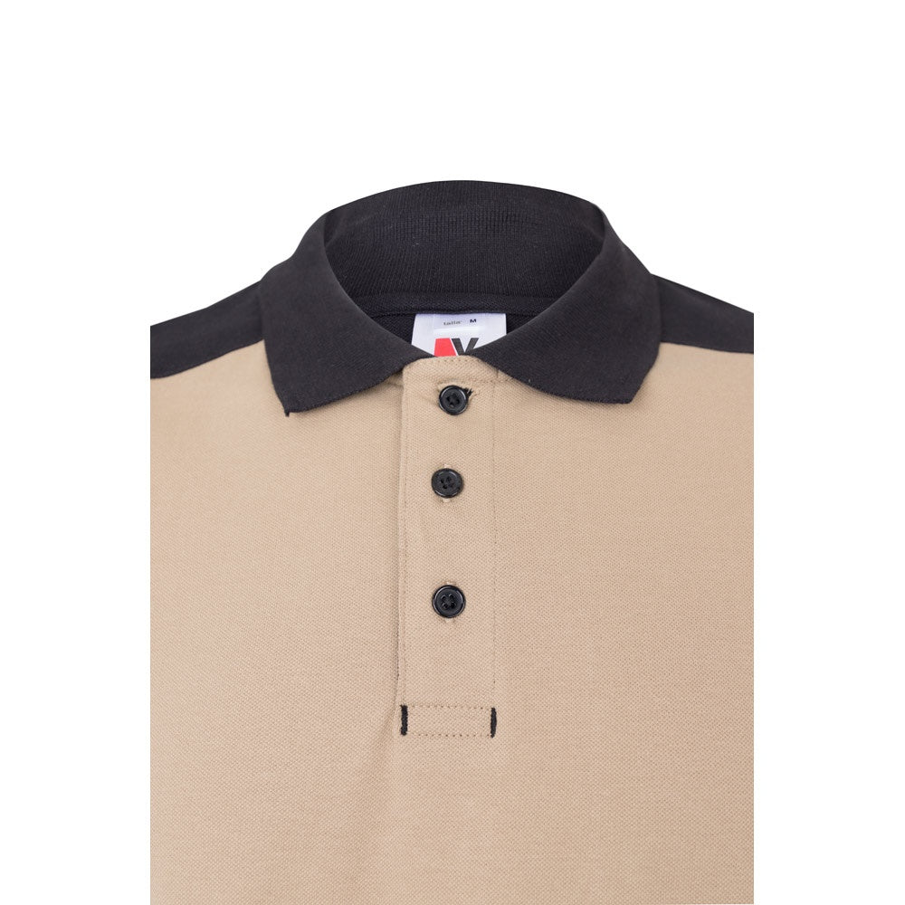 VL VELES promotional polo shirt in beige with custom logo branding
