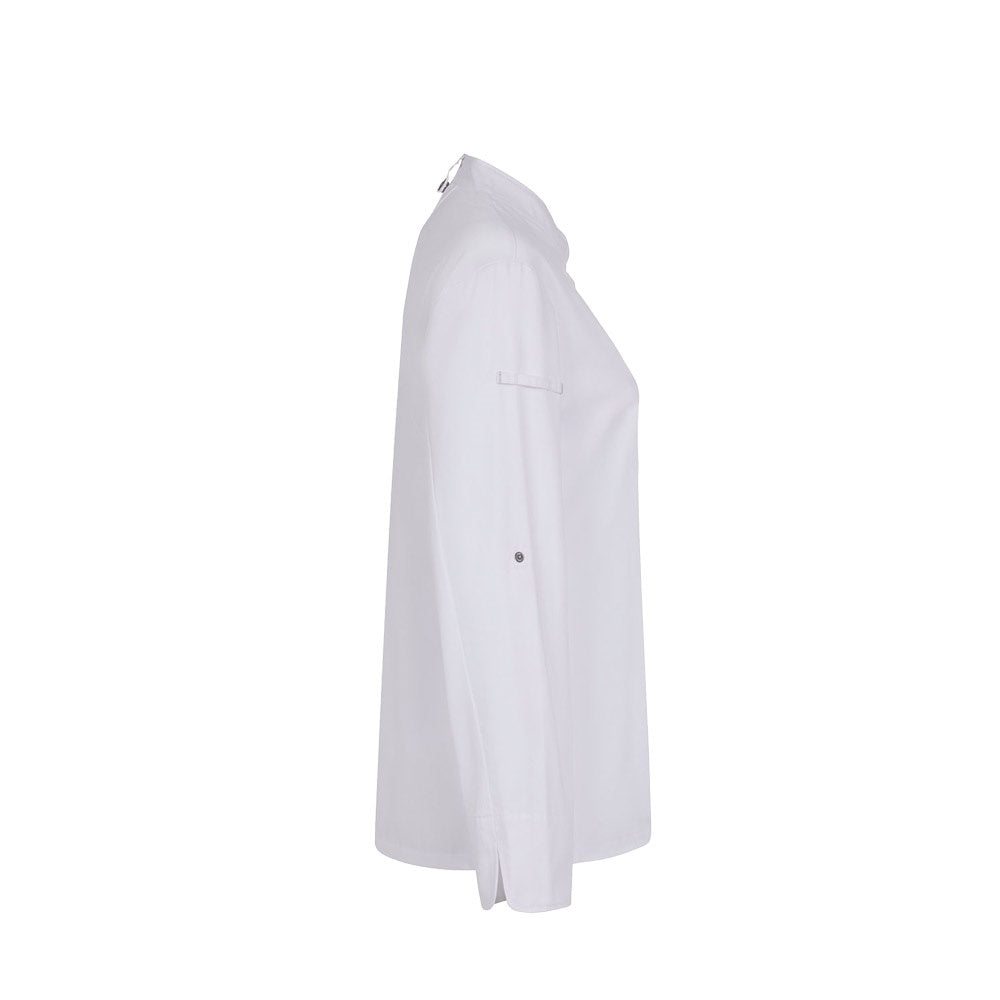 VL THOTH promotional workwear garment in white (detail view) with custom logo branding