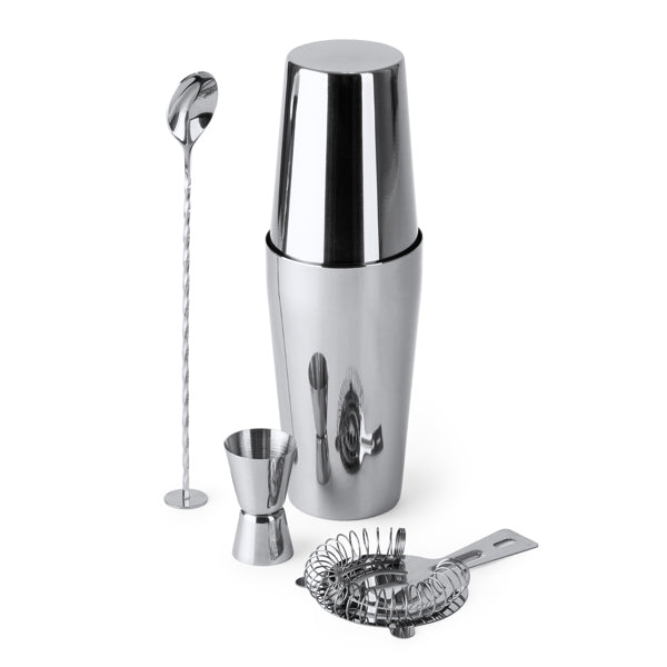 Stamina LARIUS Stainless steel cocktail set in silver - promotional merchandise printed with your company logo