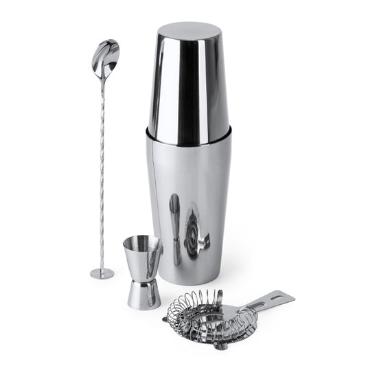 Stamina LARIUS Stainless steel cocktail set in silver - promotional merchandise printed with your company logo