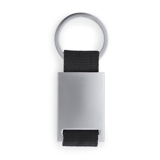 Stamina MINERAL Metal and polyester keyring in black - promotional merchandise printed with your company logo