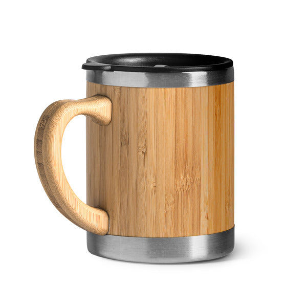 Stamina PANA Stainless steel and bamboo thermal cup 340 ml in beige - promotional merchandise printed with your company logo