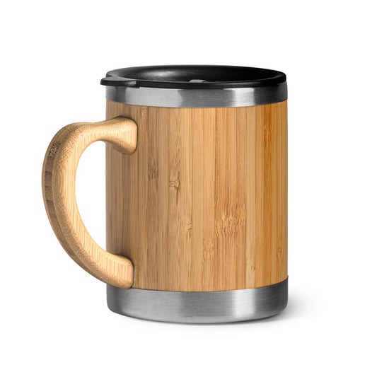 Stamina PANA Stainless steel and bamboo thermal cup 340 ml in beige - promotional merchandise printed with your company logo
