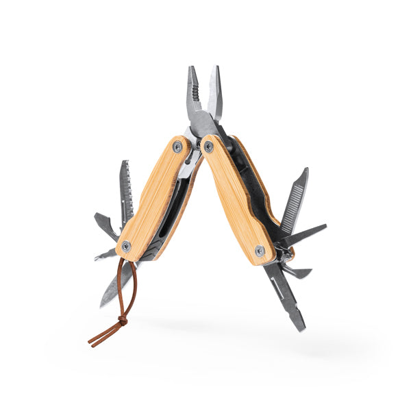 Stamina MURDOK Stainless steel and bamboo multi-tool in beige - promotional merchandise printed with your company logo