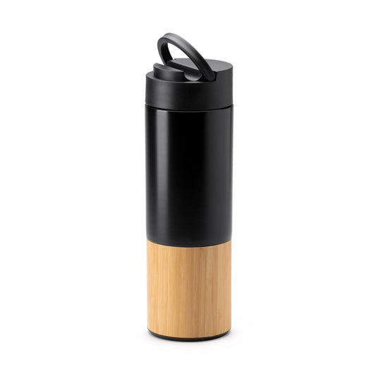 Stamina COIBA Stainless steel double wall thermal bottle in black - promotional merchandise printed with your company logo