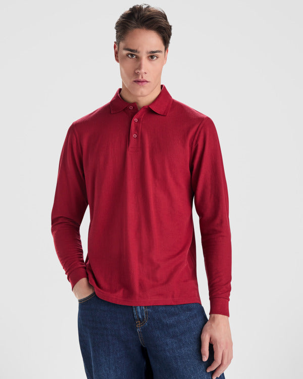 ROLY CARPE Men's long-sleeve polo shirt in white - promotional clothing printed with your company logo