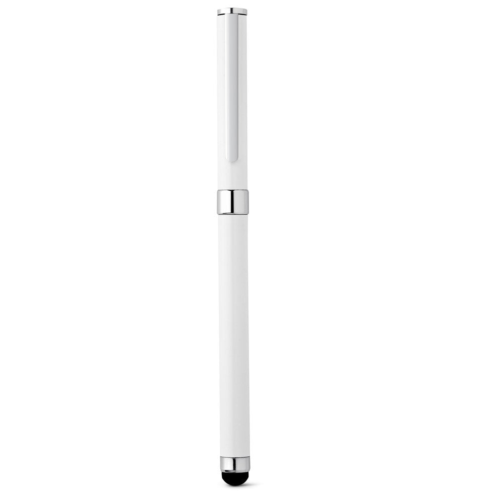 TOUCH promotional pen in white (detail view) with custom logo branding