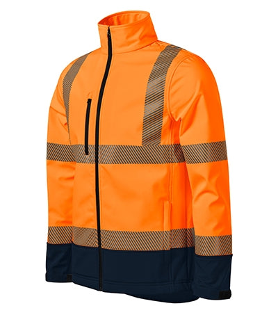 RIMECK HV DROP Unisex softshell jacket in fluorescent orange - promotional clothing printed with your company logo