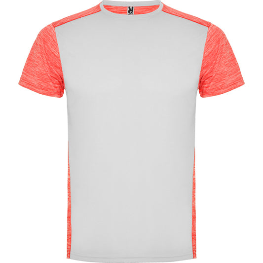 ROLY ZOLDER Men's T-shirt in white/heather fluor coral - promotional clothing printed with your company logo
