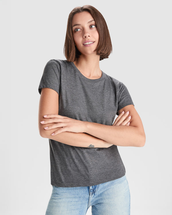 ROLY FOX WOMAN Women's T-shirt in heather black - promotional clothing printed with your company logo