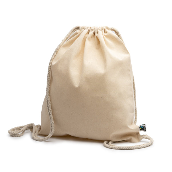 Stamina BARONE Fairtrade cotton drawstring bag in beige - promotional merchandise printed with your company logo
