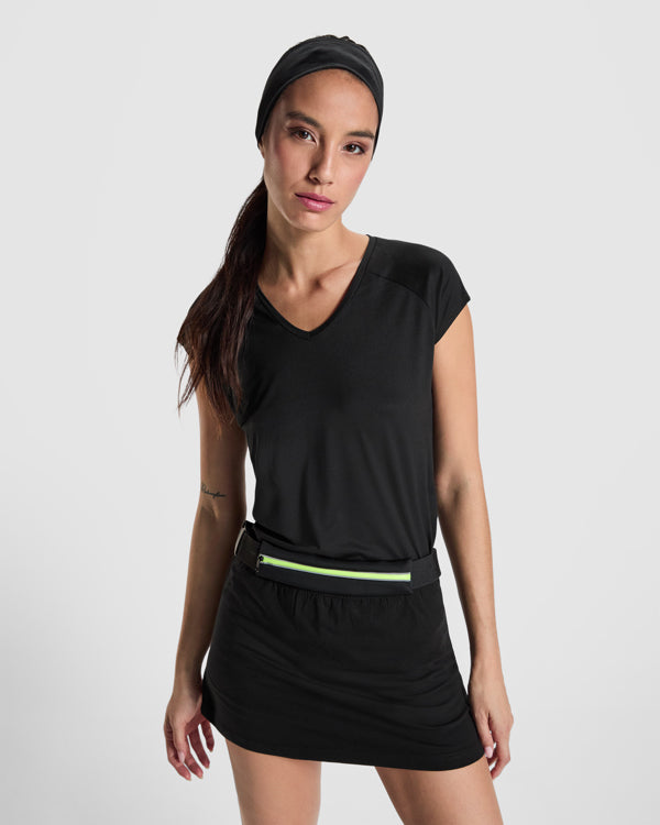 Stamina MARATHON Polyester and elastane running belt in black/fluor yellow - promotional merchandise printed with your