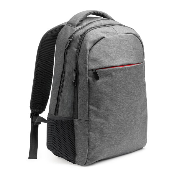 Stamina CHUCAO Polyester laptop backpack in heather black - promotional merchandise printed with your company logo