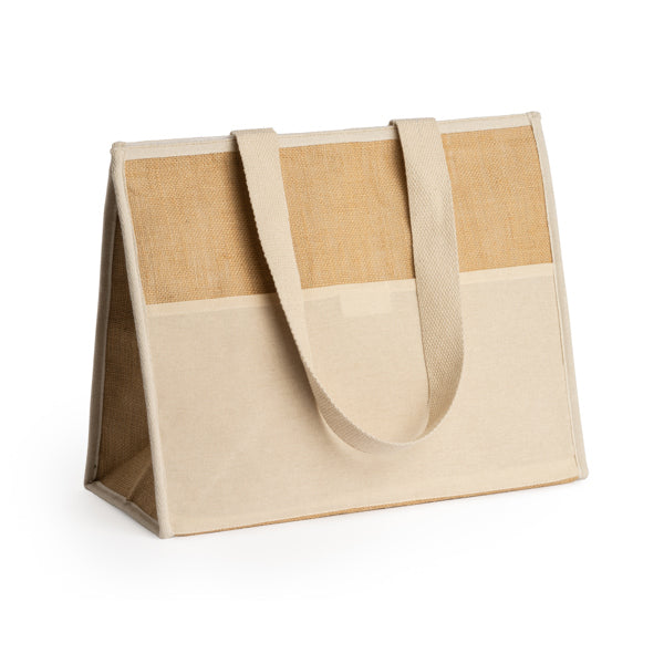 Stamina VENICE Jute and natural cotton cooler bag in beige - promotional merchandise printed with your company logo